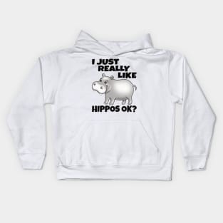 I Just Really Like Hippos OK? Funny Hippo Kids Hoodie